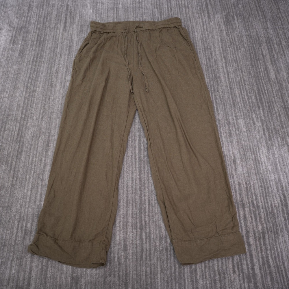 Banana Republic Straight High Rise Pants Womens L Brown Excellent Linen Blend